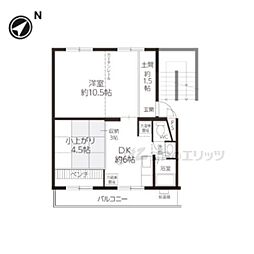 二軒茶屋賃貸住宅 2DKの間取図画像