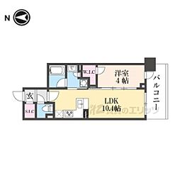 ユニハイム京都七条通り 1LDKの間取図画像