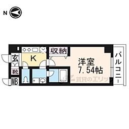 CREA二条城北 1Kの間取図画像