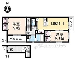 アリア宝ヶ池 2LDKの間取図画像