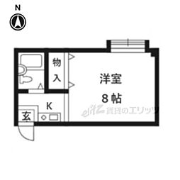 コットンハウス95 1Kの間取図画像