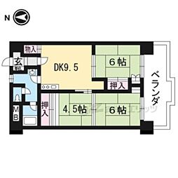 グランハイツ西ノ京 3DKの間取図画像