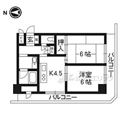 パレット御池 2DKの間取図画像