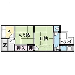 松園荘 2Kの間取図画像