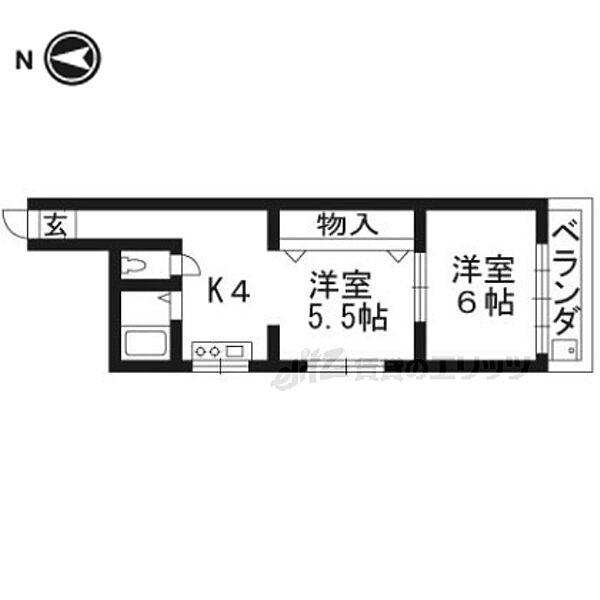 京都府京都市中京区西ノ京池ノ内町(賃貸マンション2K・2階・32.00㎡)の写真 その2