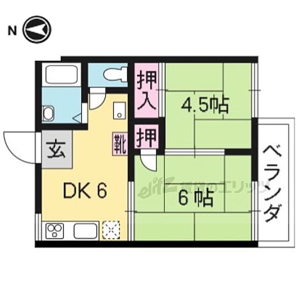 エバンス18 207｜京都府京都市北区大宮一ノ井町(賃貸アパート2DK・2階・33.21㎡)の写真 その2