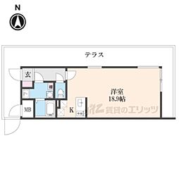STANDZ金閣寺前 1階ワンルームの間取り