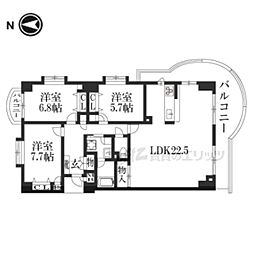 京都市営烏丸線 鞍馬口駅 徒歩5分の賃貸マンション 3階3LDKの間取り