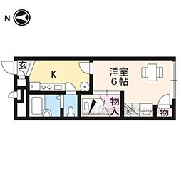 レオパレススカイブルー 1階1Kの間取り