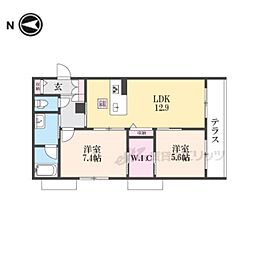 シャーメゾン箱ノ井 1階2LDKの間取り