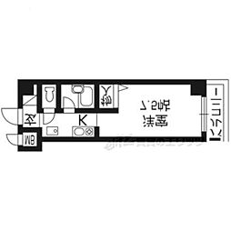 阪急京都本線 西院駅 徒歩10分の賃貸マンション 5階1Kの間取り