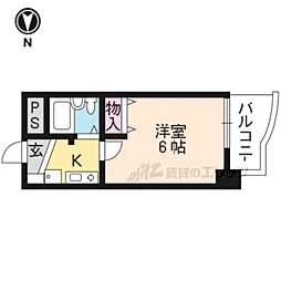 京都市営烏丸線 北大路駅 バス9分 千本北大路下車 徒歩5分の賃貸マンション 2階1Kの間取り