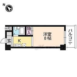JR山陰本線 花園駅 徒歩5分の賃貸マンション 3階1Kの間取り