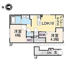 Ａｒｉｅｔｔａ　Ｈａｒａｄａｎｉ 1階2LDKの間取り