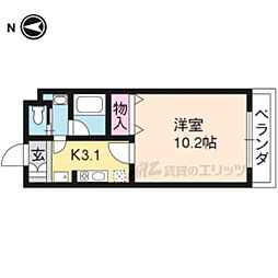 グレイス花園 3階1Kの間取り