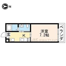 JR山陰本線 円町駅 徒歩3分の賃貸マンション 3階1Kの間取り