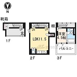 京都市営烏丸線 丸太町駅 徒歩13分の賃貸マンション 1階1LDKの間取り