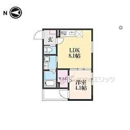 阪急京都本線 西院駅 徒歩8分の賃貸アパート 3階1LDKの間取り