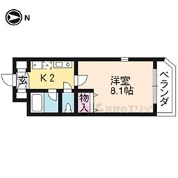 JR山陰本線 花園駅 徒歩7分の賃貸マンション 4階1Kの間取り