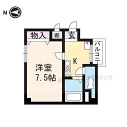 JR山陰本線 二条駅 徒歩6分の賃貸マンション 1階1Kの間取り