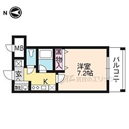 阪急京都本線 西院駅 徒歩1分の賃貸マンション 7階1Kの間取り