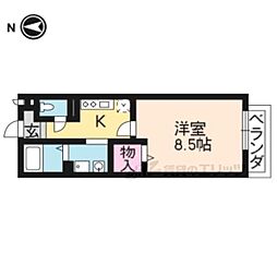 京都市営烏丸線 北大路駅 バス12分 大宮総門口町下車 徒歩3分の賃貸アパート 2階1Kの間取り