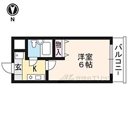 京都市営烏丸線 北大路駅 バス19分 土天井町下車 徒歩1分の賃貸マンション 3階1Kの間取り