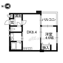 パセオ・アグラシオン今出川 2階1DKの間取り