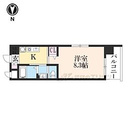 阪急京都本線 西院駅 徒歩10分の賃貸マンション 5階1Kの間取り