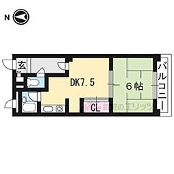 PRIME COURT賀茂川 2階1DKの間取り