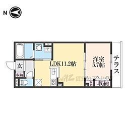 ユアメゾン御前 1階1LDKの間取り