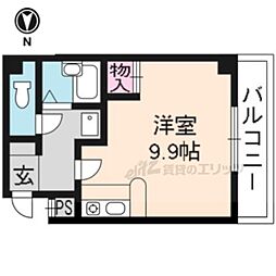 京福電気鉄道北野線 北野白梅町駅 徒歩12分の賃貸マンション 2階1Kの間取り