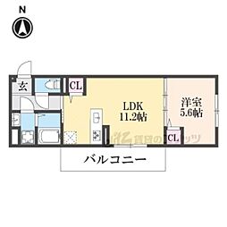 FleurII 1LDKの間取図画像