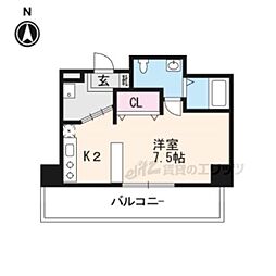 JR山陰本線 太秦駅 徒歩10分の賃貸マンション 5階ワンルームの間取り