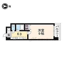 京都市営烏丸線 丸太町駅 徒歩7分の賃貸マンション 5階1Kの間取り