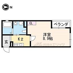 マルティ円町 3階1Kの間取り