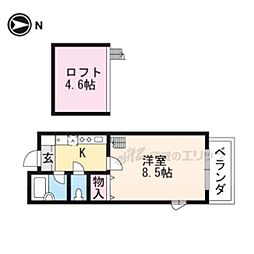 京都市営烏丸線 北大路駅 バス15分 大宮総門口町下車 徒歩5分の賃貸マンション 4階1Kの間取り