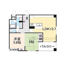 御所南グリーンマンション東洞院 2LDKの間取図画像