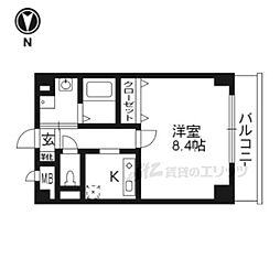 京都アパートメント6 1Kの間取図画像