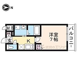 エスカーサ京都四条梅津 1Kの間取図画像