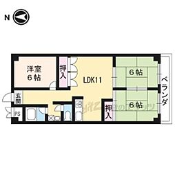 シルバーシャトー太秦 2LDKの間取図画像