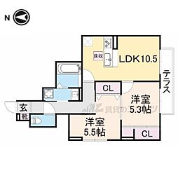 D-ROOM大覚寺 2LDKの間取図画像