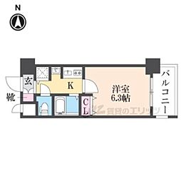 プレサンス京都四条堀川 1Kの間取図画像