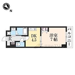 エス・キュート京都下鴨東 1DKの間取図画像