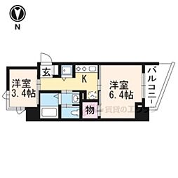 サムティ京都西大路 2Kの間取図画像