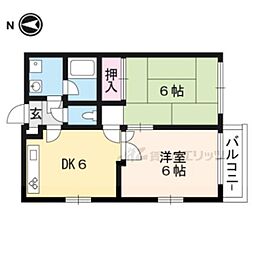 パルティールステージ・I 4階2DKの間取り