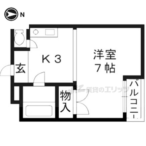 京都府京都市右京区常盤西町(賃貸マンション1K・3階・22.00㎡)の写真 その2