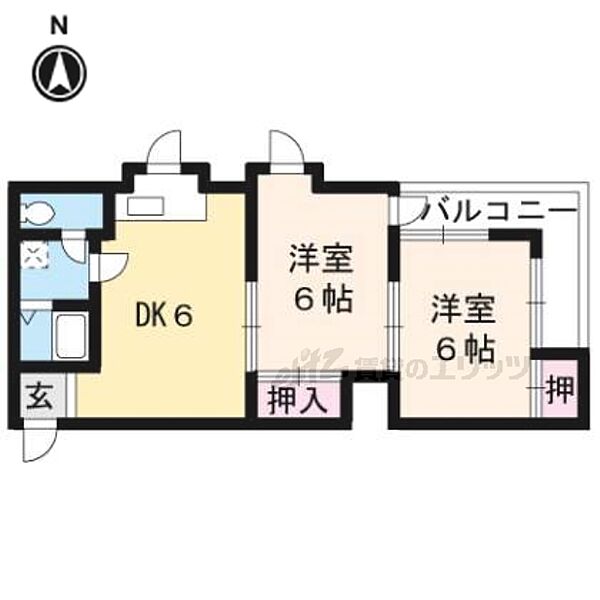 マイシティ北山 301｜京都府京都市北区大宮西総門口町(賃貸マンション2DK・3階・45.12㎡)の写真 その2