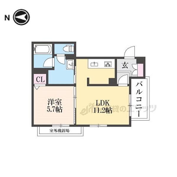 京都府京都市中京区西ノ京北円町(賃貸マンション1LDK・2階・41.53㎡)の写真 その2