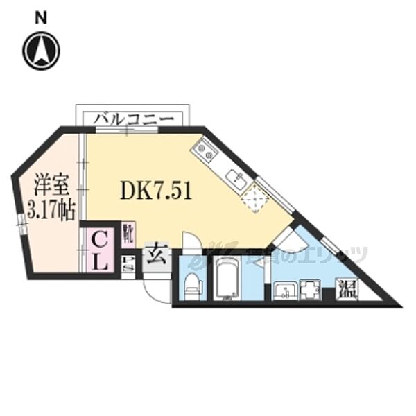 京都府京都市右京区太秦下刑部町(賃貸マンション1DK・1階・25.06㎡)の写真 その2